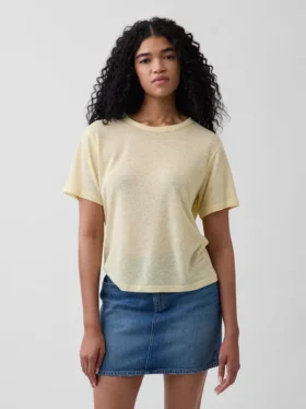 Camiseta holgada de mezcla de lino
