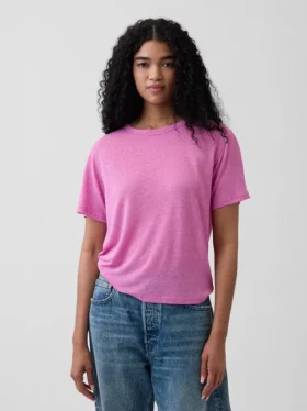 Camiseta holgada de mezcla de lino