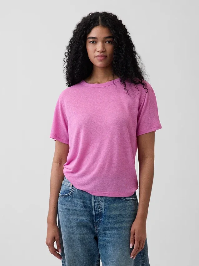 Camiseta holgada de mezcla de lino