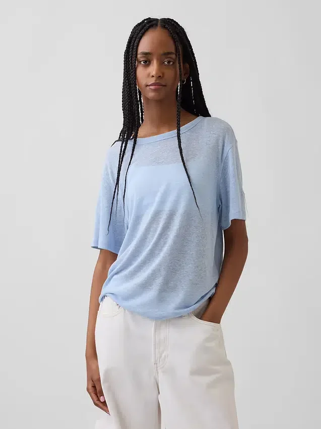 Camiseta holgada de mezcla de lino