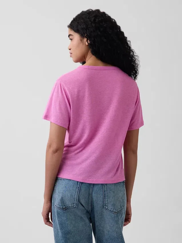 Camiseta holgada de mezcla de lino