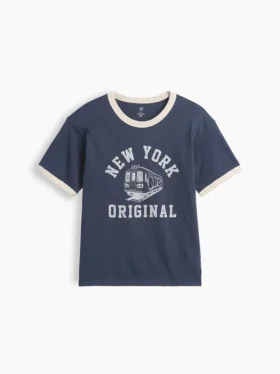 Camiseta infantil con cuello redondo y estampado «Relaxed New York»