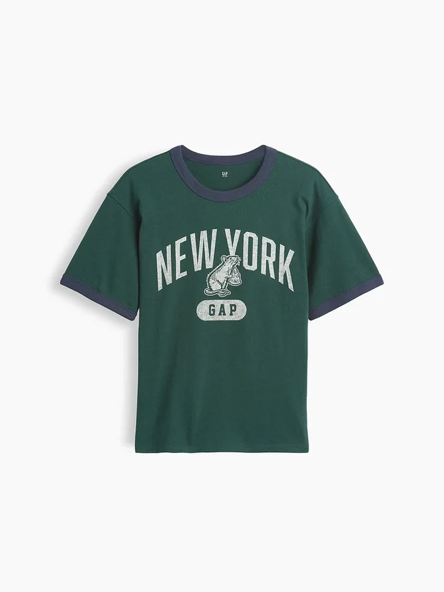 Camiseta infantil con cuello redondo y estampado «Relaxed New York»