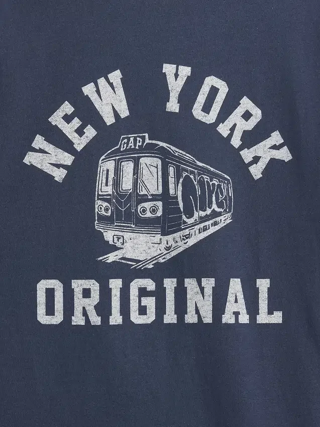 Camiseta infantil con cuello redondo y estampado «Relaxed New York»