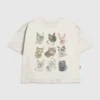 Camiseta infantil con diseño de caras de gatos