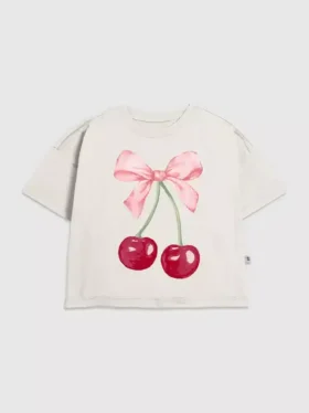 Camiseta infantil con diseño de lazo de cereza