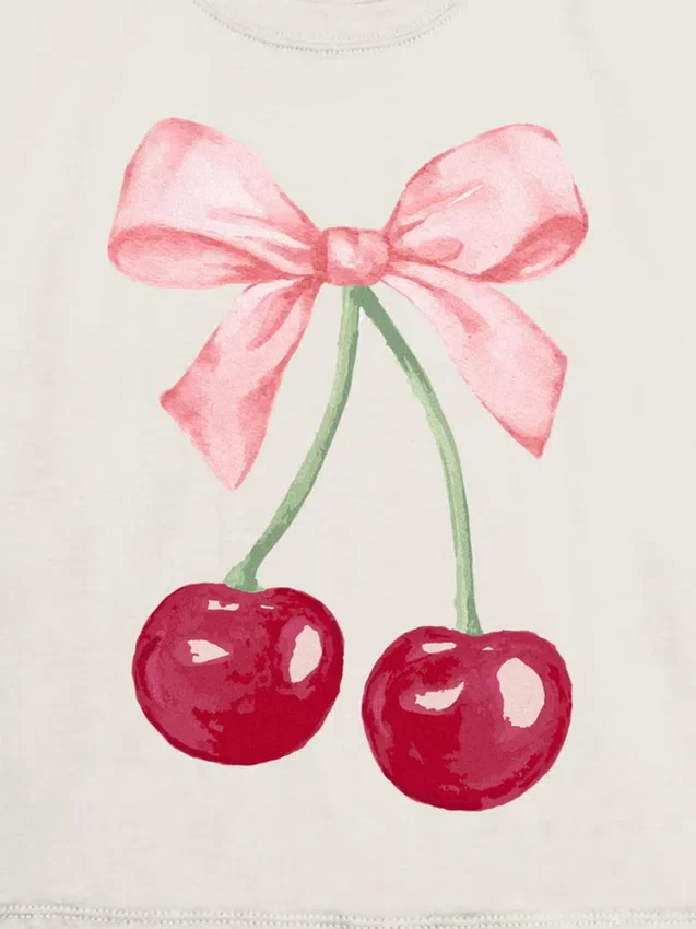 Camiseta infantil con diseño de lazo de cereza