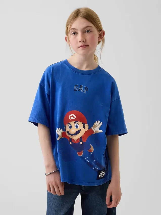 Camiseta infantil con diseño de Super Mario y corte holgado