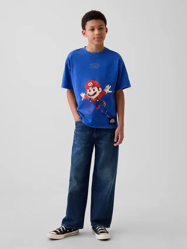 Camiseta infantil con diseño de Super Mario y corte holgado