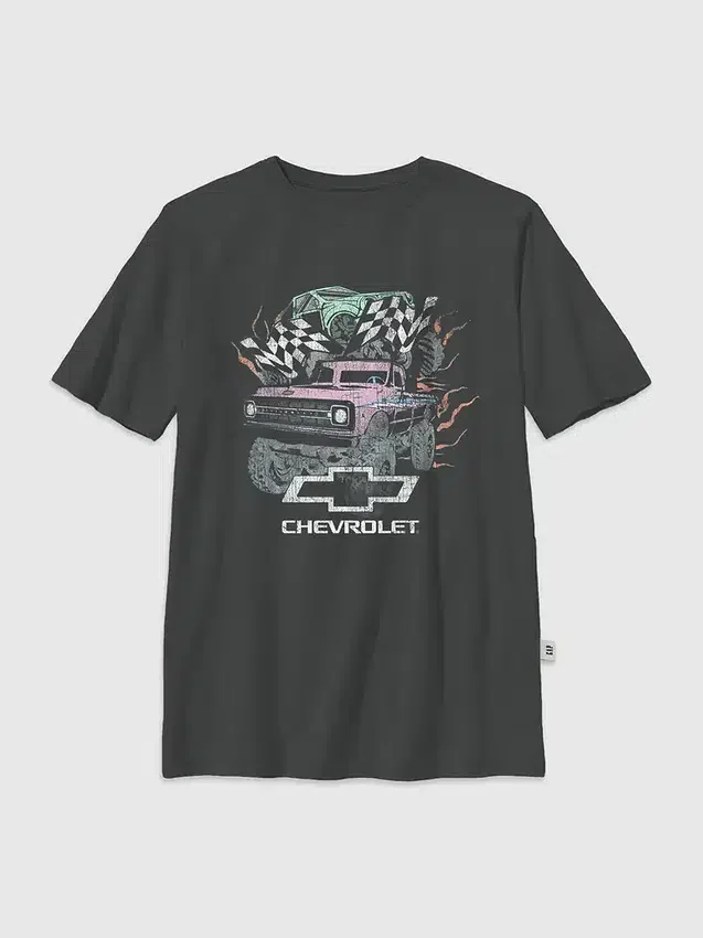 Camiseta infantil con diseño extragrande de camiones en tonos pastel de General Motors