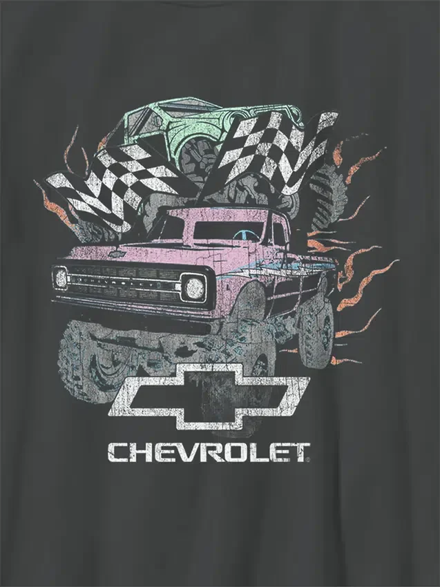Camiseta infantil con diseño extragrande de camiones en tonos pastel de General Motors