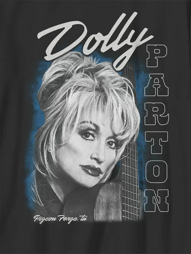 Camiseta infantil con diseño extragrande de Dolly Parton con retrato de guitarra