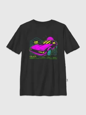 Camiseta infantil con diseño gráfico de Toyota Supra en colores neón