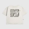 Camiseta infantil con diseño gráfico del logotipo de MTV con estampado de leopardo