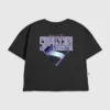 Camiseta infantil con diseño gráfico del logotipo morado de Supergirl