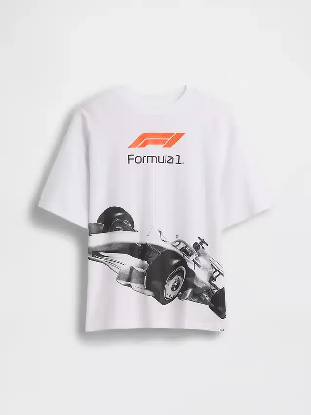 Camiseta infantil con gráfico de Fórmula 1 de corte oversize