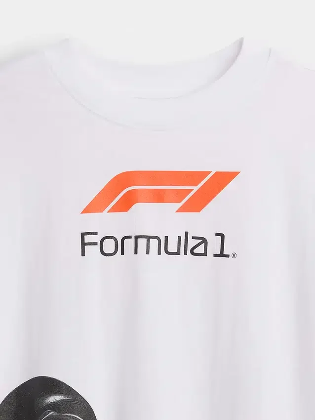 Camiseta infantil con gráfico de Fórmula 1 de corte oversize