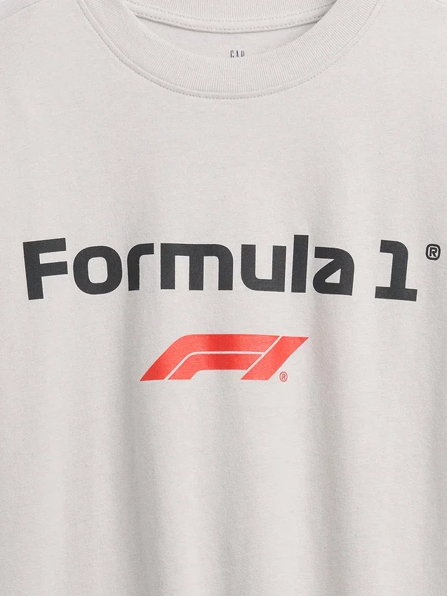 Camiseta infantil con gráfico de Fórmula 1 de corte oversize