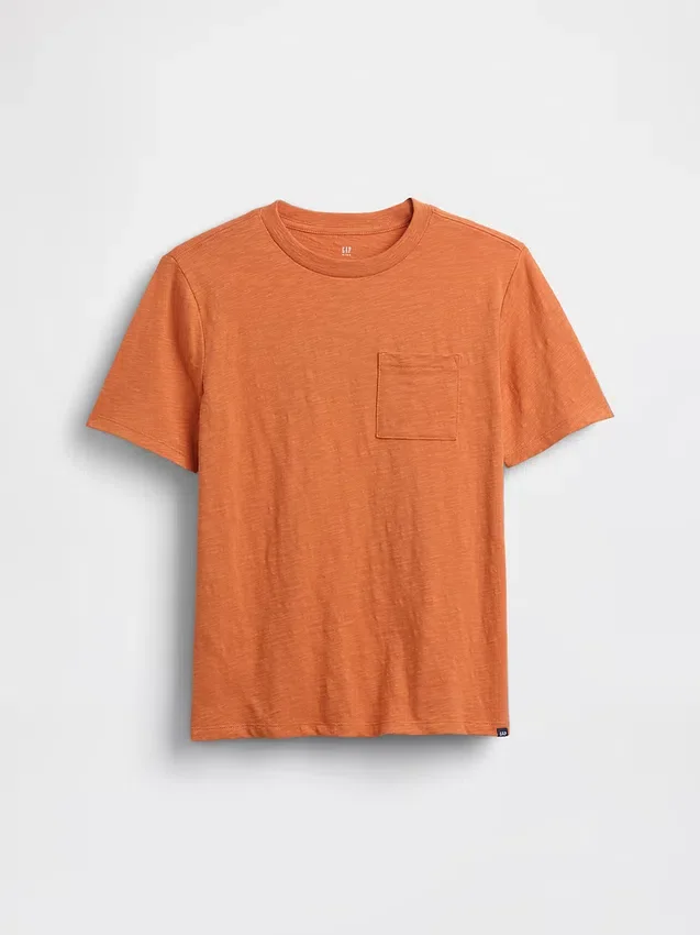 Camiseta infantil de algodón orgánico con bolsillo