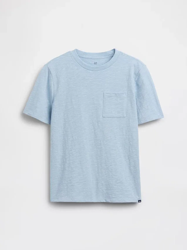 Camiseta infantil de algodón orgánico con bolsillo