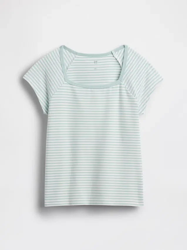 Camiseta infantil de cuello cuadrado