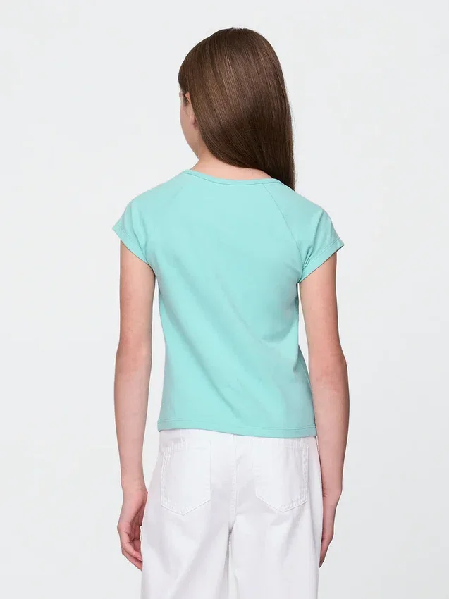 Camiseta infantil de cuello cuadrado