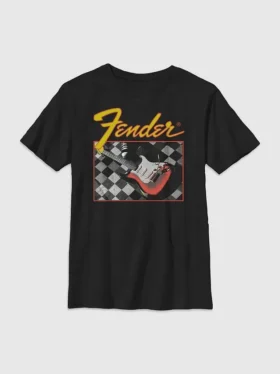 Camiseta infantil de guitarra a cuadros Fender