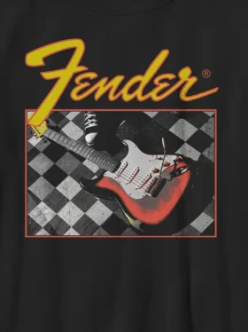 Camiseta infantil de guitarra a cuadros Fender