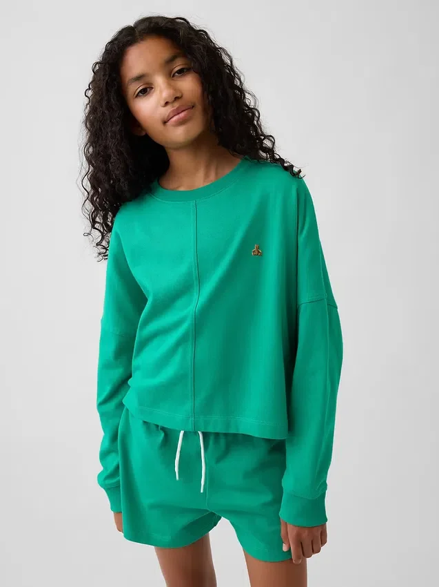 Camiseta infantil de peso pesado con costuras oversize