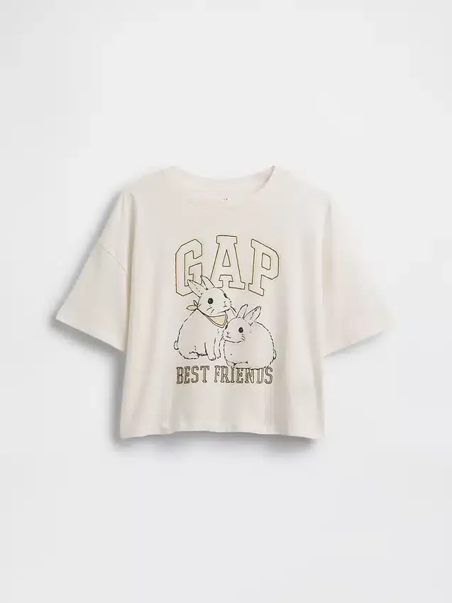 Camiseta infantil oversize con logo gráfico