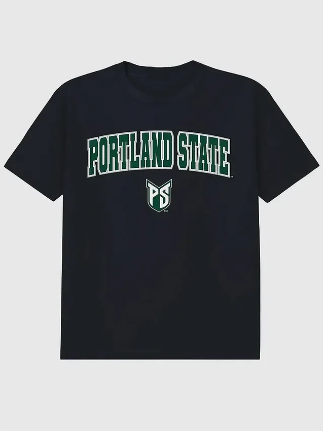 Camiseta negra con el Arch Logo de la Universidad Estatal de Portland
