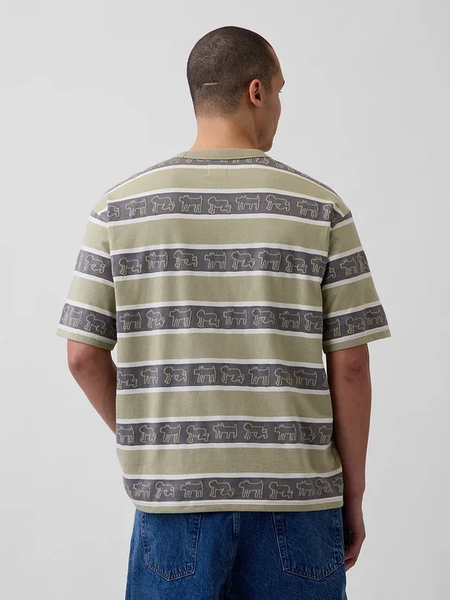 Camiseta oversize a rayas de Keith Haring