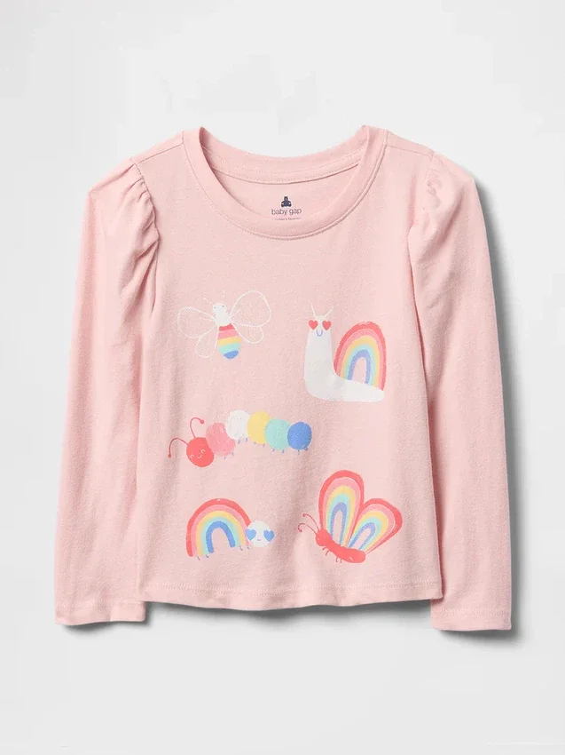 Camiseta para bebés y niños con mangas abullonadas para combinar