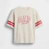 Camiseta para niños de jersey de algodón grueso, oversize y con costuras con logotipo