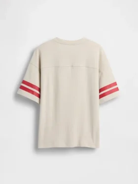 Camiseta para niños de jersey de algodón grueso, oversize y con costuras con logotipo