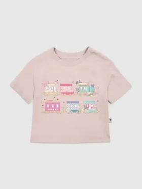Camiseta para niños pequeños con diseño de tren colorido