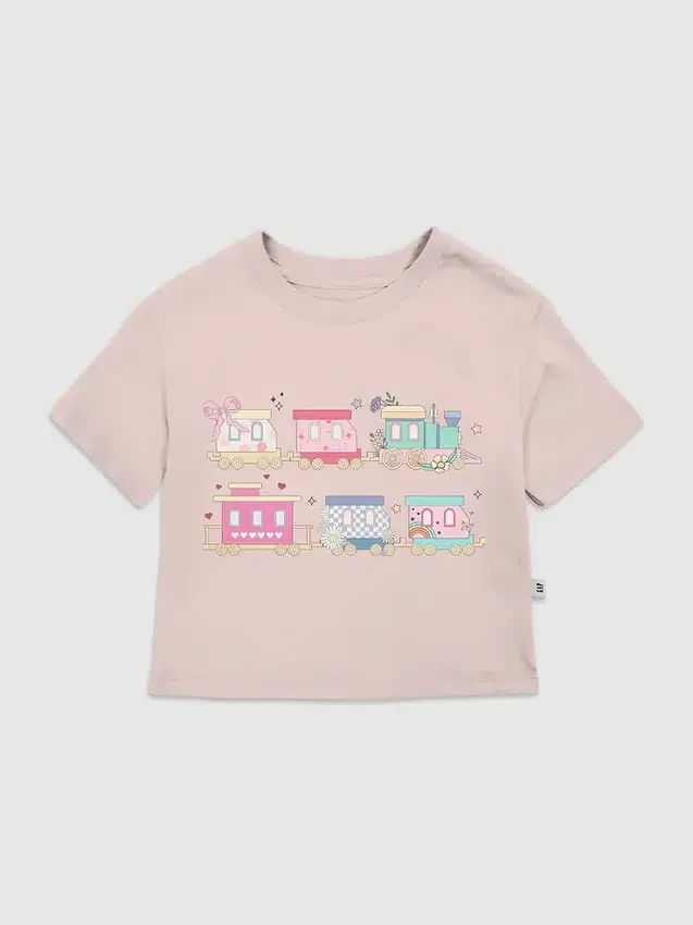 Camiseta para niños pequeños con diseño de tren colorido