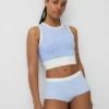 Camiseta sin costuras de canalé corta