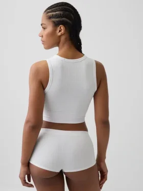 Camiseta sin costuras de canalé corta