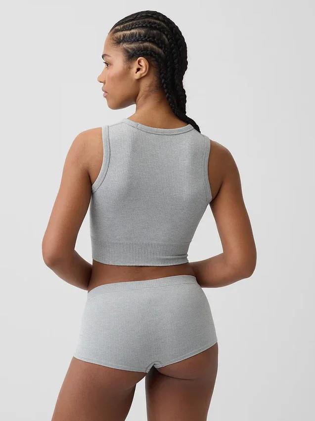 Camiseta sin costuras de canalé corta