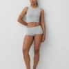 Camiseta sin costuras de canalé corta