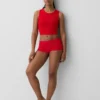 Camiseta sin costuras de canalé corta