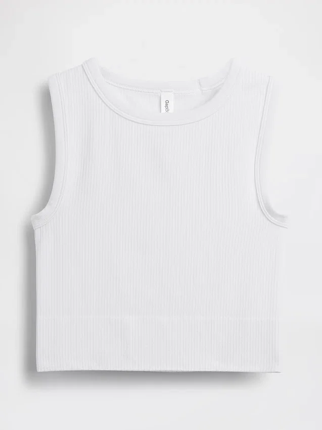 Camiseta sin costuras de canalé corta