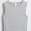Camiseta sin costuras de canalé corta