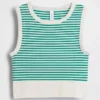 Camiseta sin costuras de canalé corta