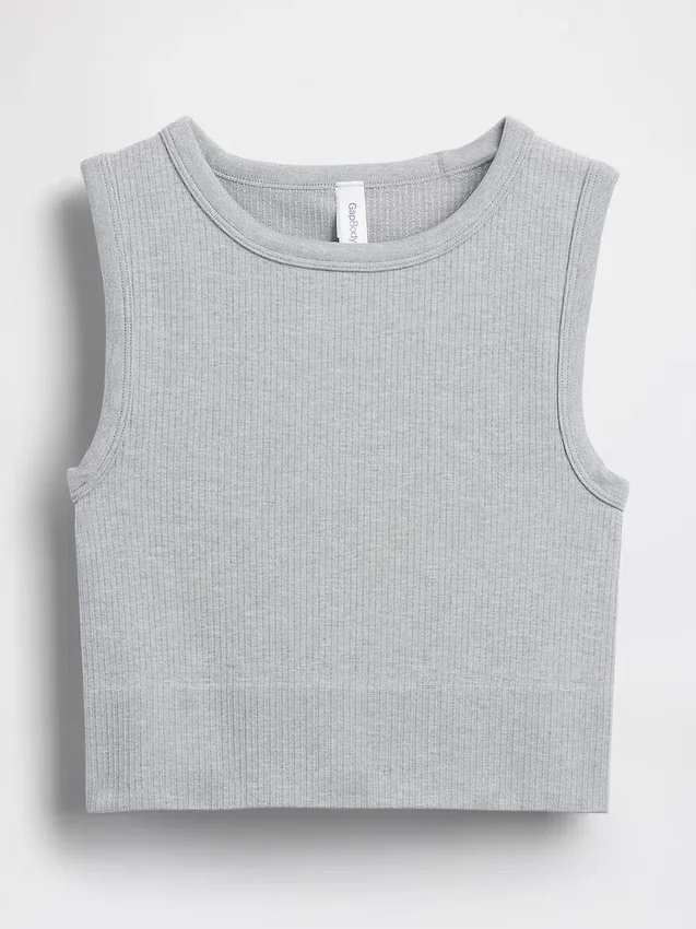 Camiseta sin costuras de canalé corta