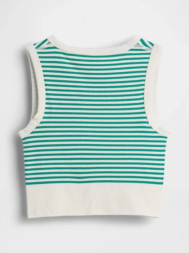 Camiseta sin costuras de canalé corta