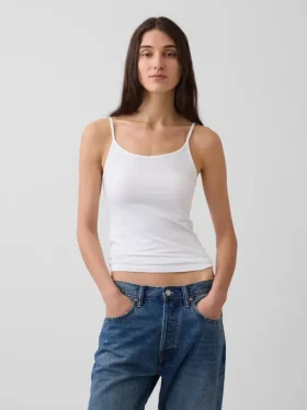 Camiseta sin mangas básica de punto tupido