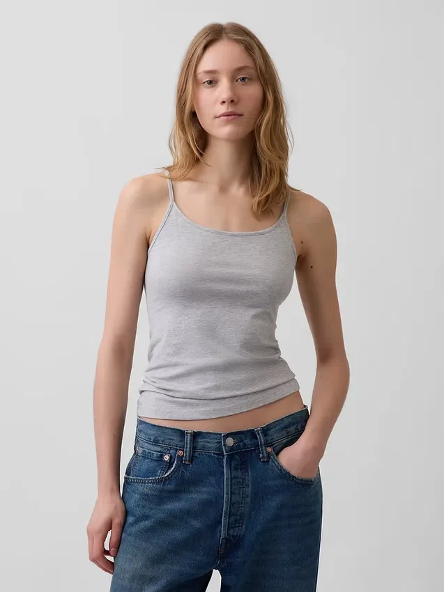 Camiseta sin mangas básica de punto tupido