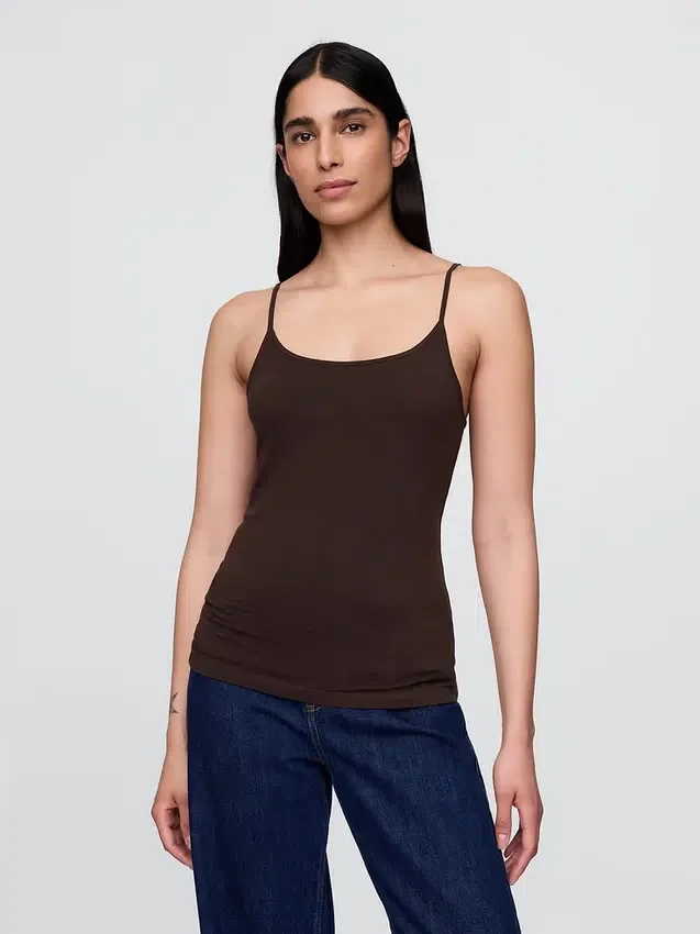 Camiseta sin mangas básica de punto tupido